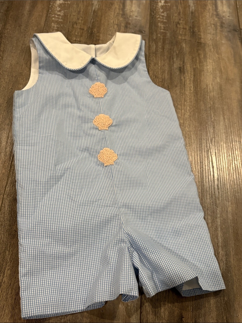 Stitchy Fish Gingham Collared Shortall 2t